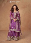 Purple Colour Radha By Aashirwad Mor Bagh Shimmer Silk Readymade Suits 10322